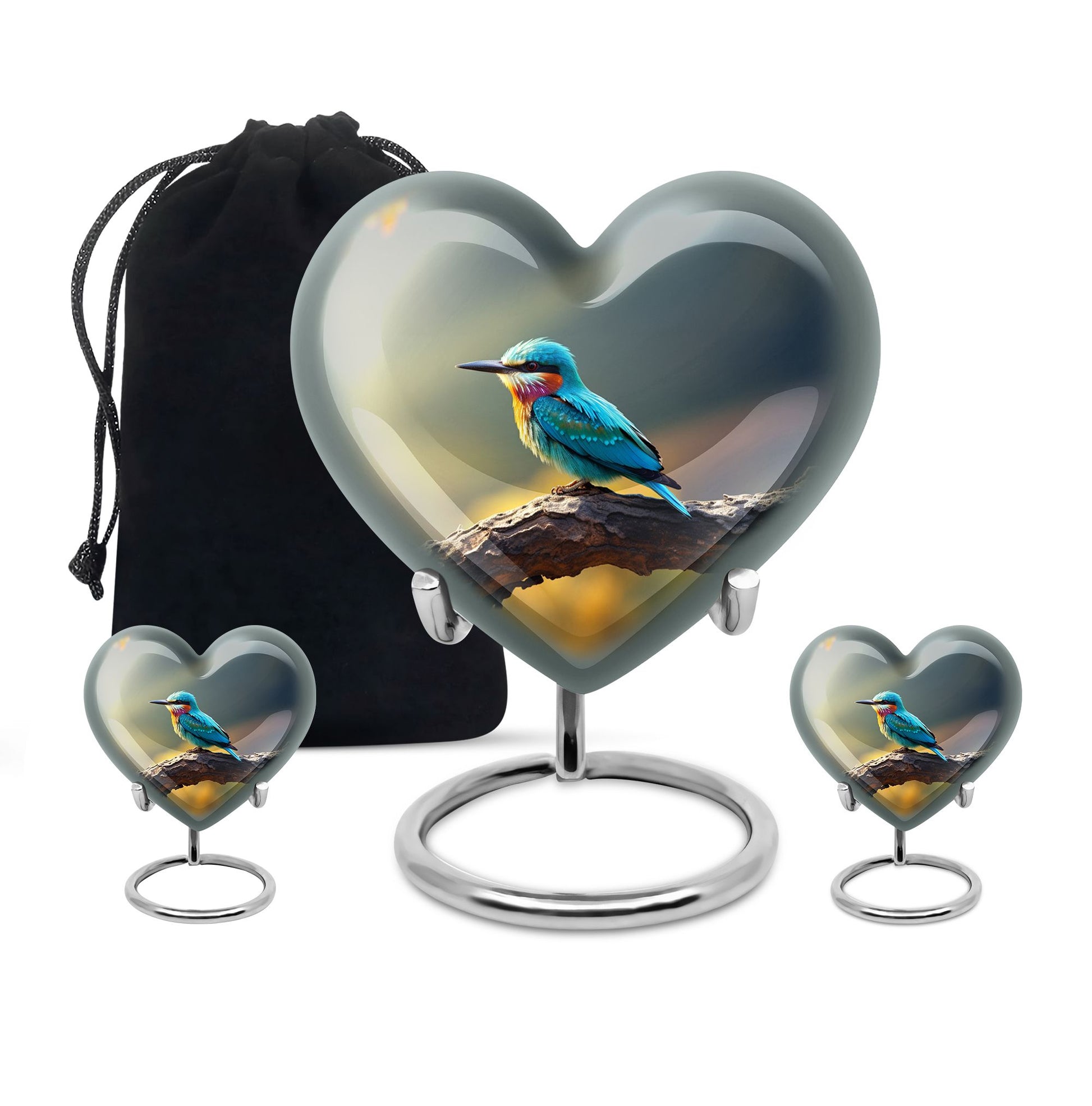 Heart Shape Sparrow Urn Large Urn With 2 Keepsake Urn