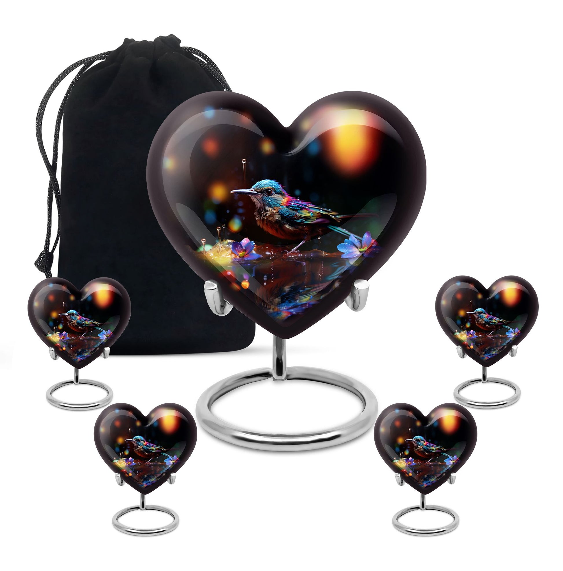 Heart Shape Sparrow Urn Large Urn With 4 Keepsake Urn