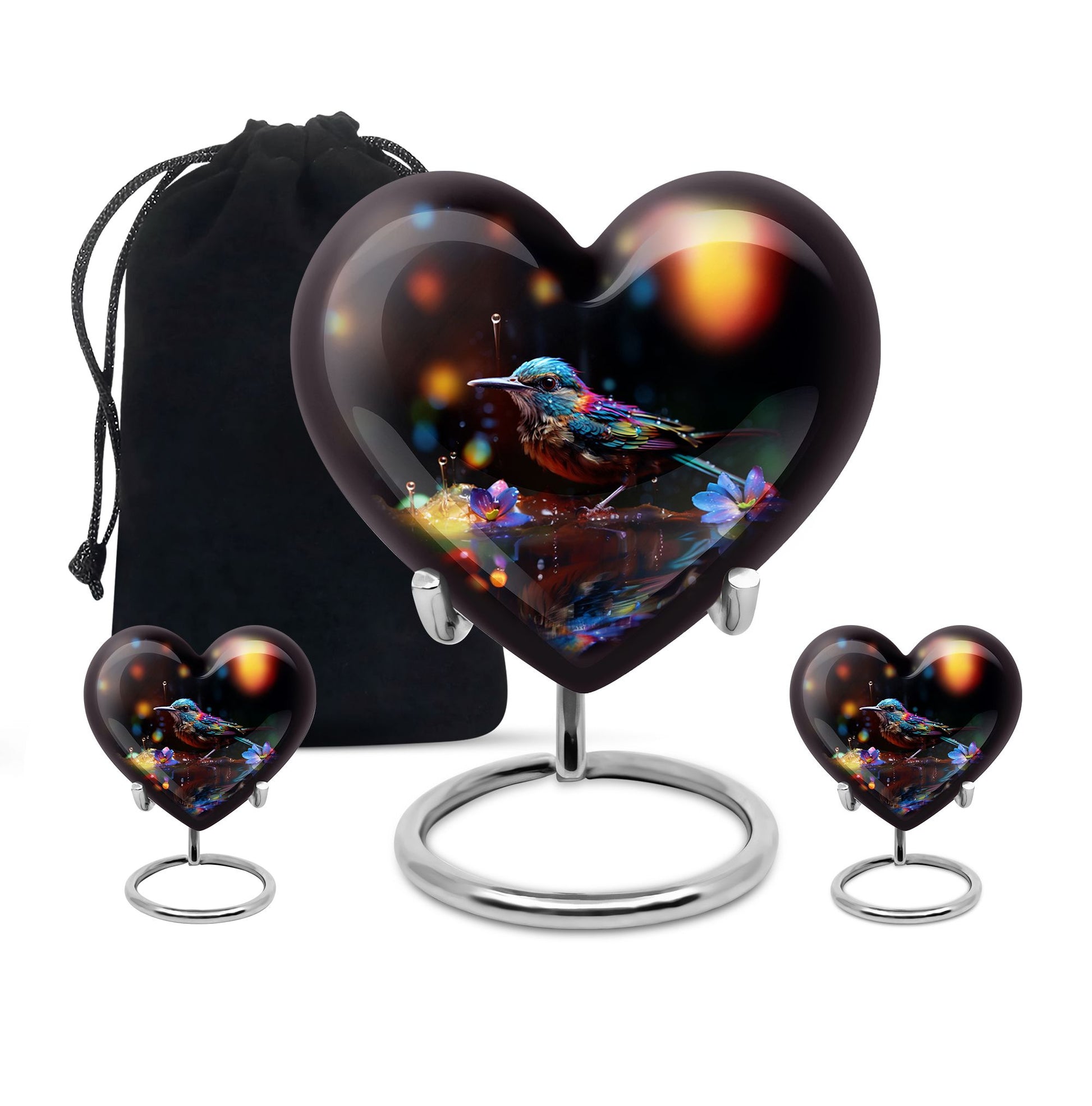 Heart Shape Sparrow Urn Large Urn With 2 Keepsake Urn