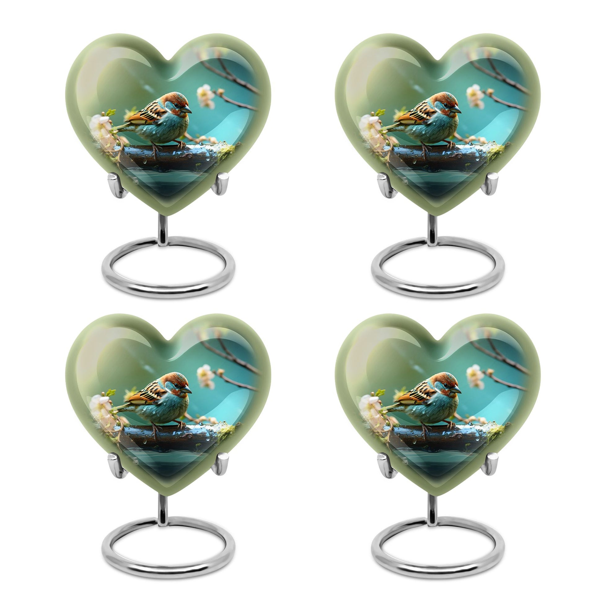 Heart Shape Sparrow Urn Keepsake Urn Pack of 4