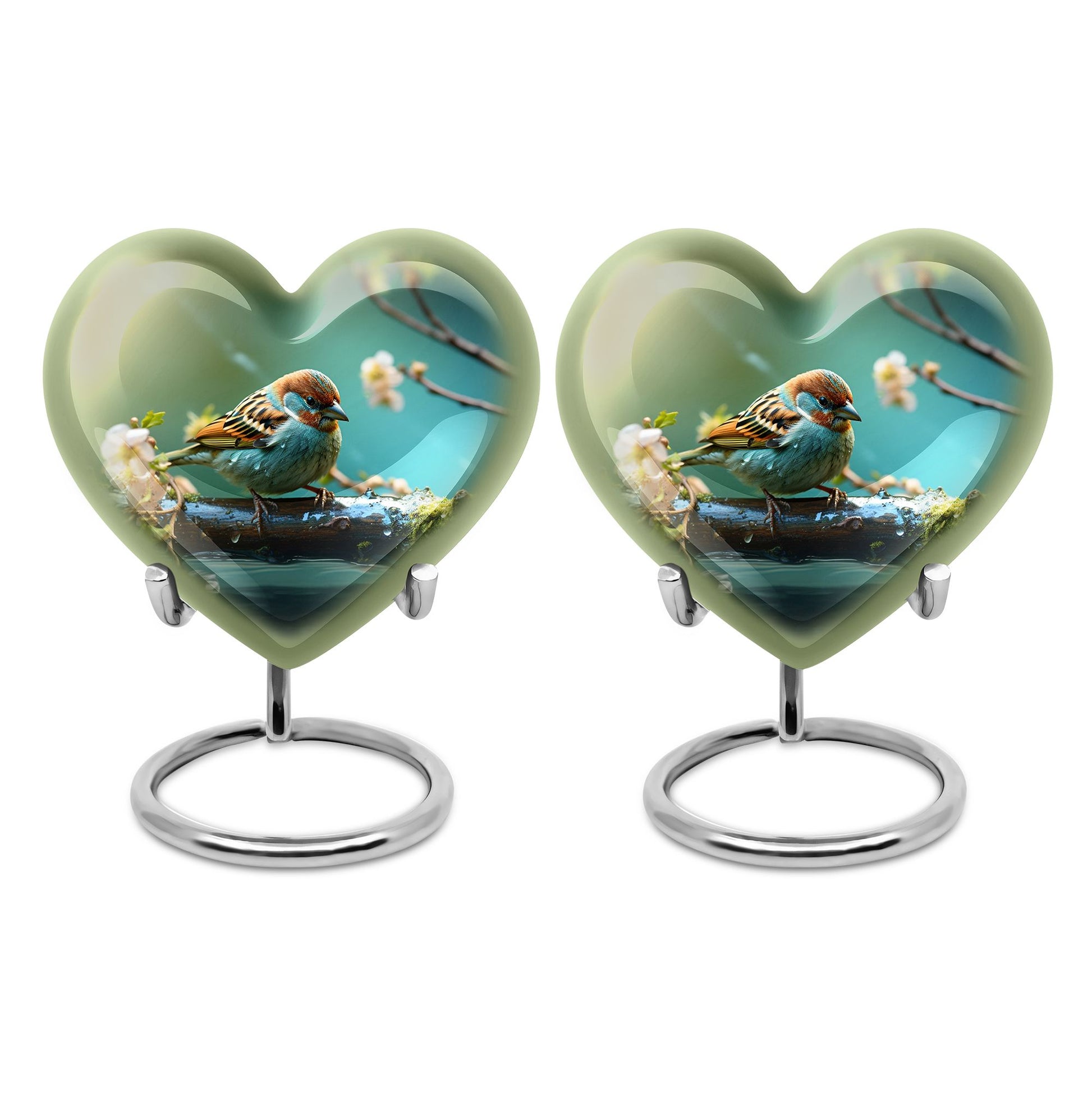Heart Shape Sparrow Urn Keepsake Urn Pack of 2