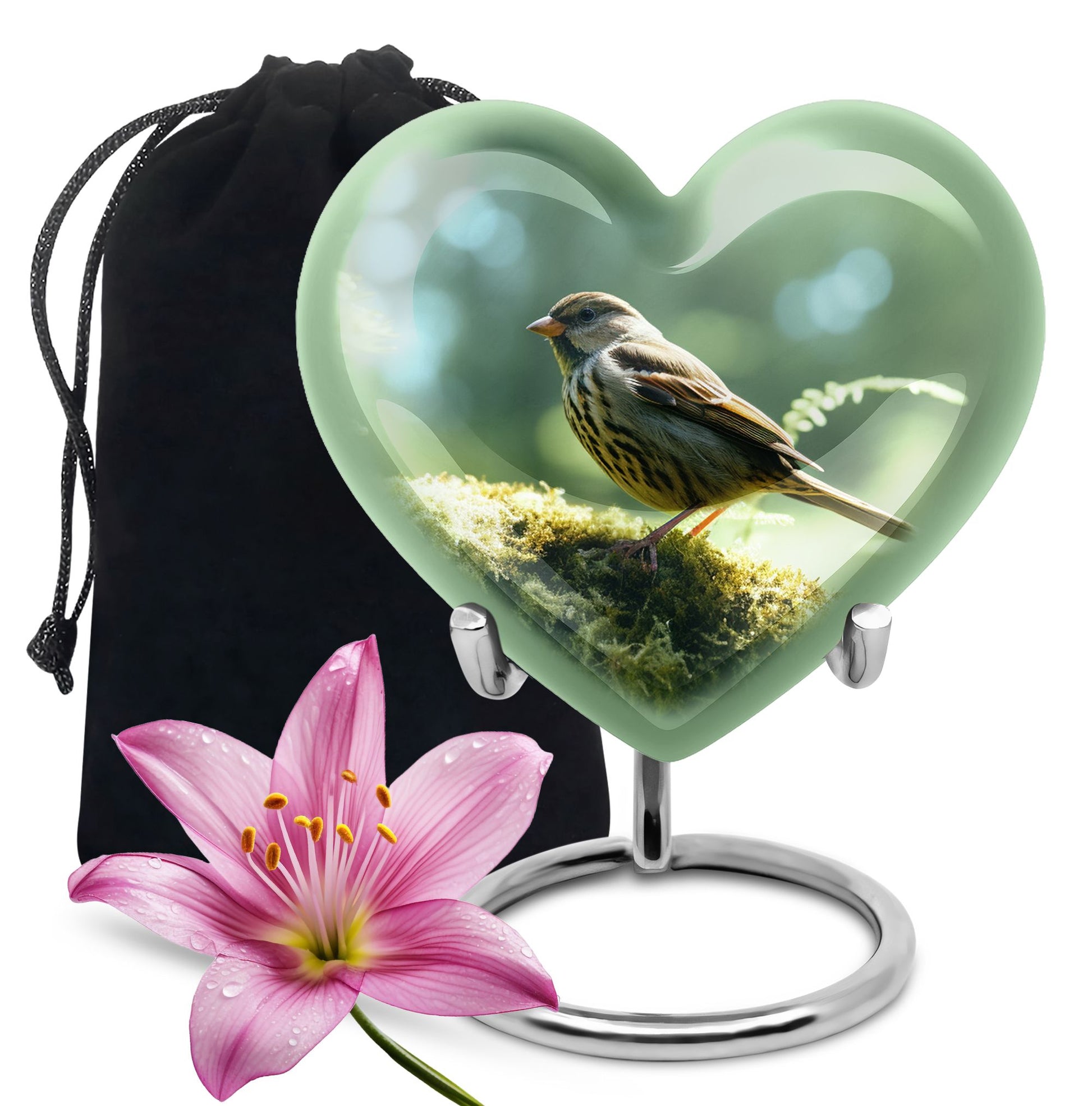 Heart Shape Sparrow Urn Large 10 Inch
