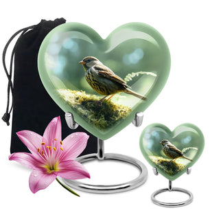 Heart Shape Sparrow Urn Large Urn With 1 Keepsake Urn
