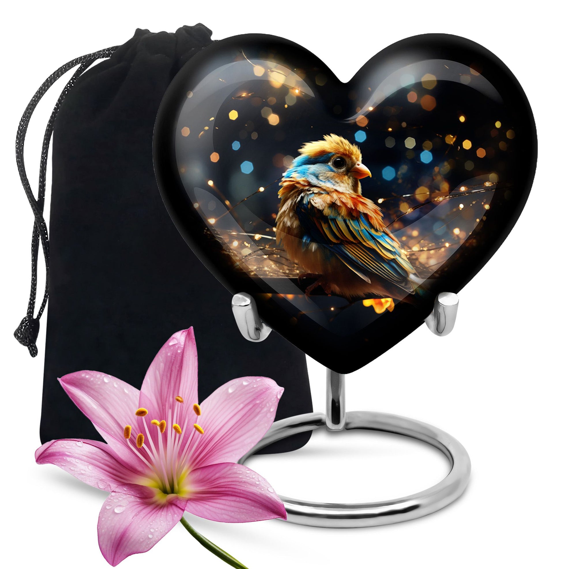 Heart Shape Sparrow Urn Large 10 Inch