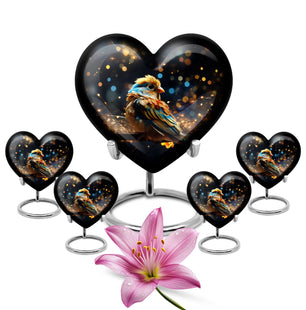 Heart Shape Sparrow Urn Large Urn With 4 Keepsake Urn