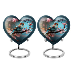 Heart Shape Sparrow Urn Keepsake Urn Pack of 2