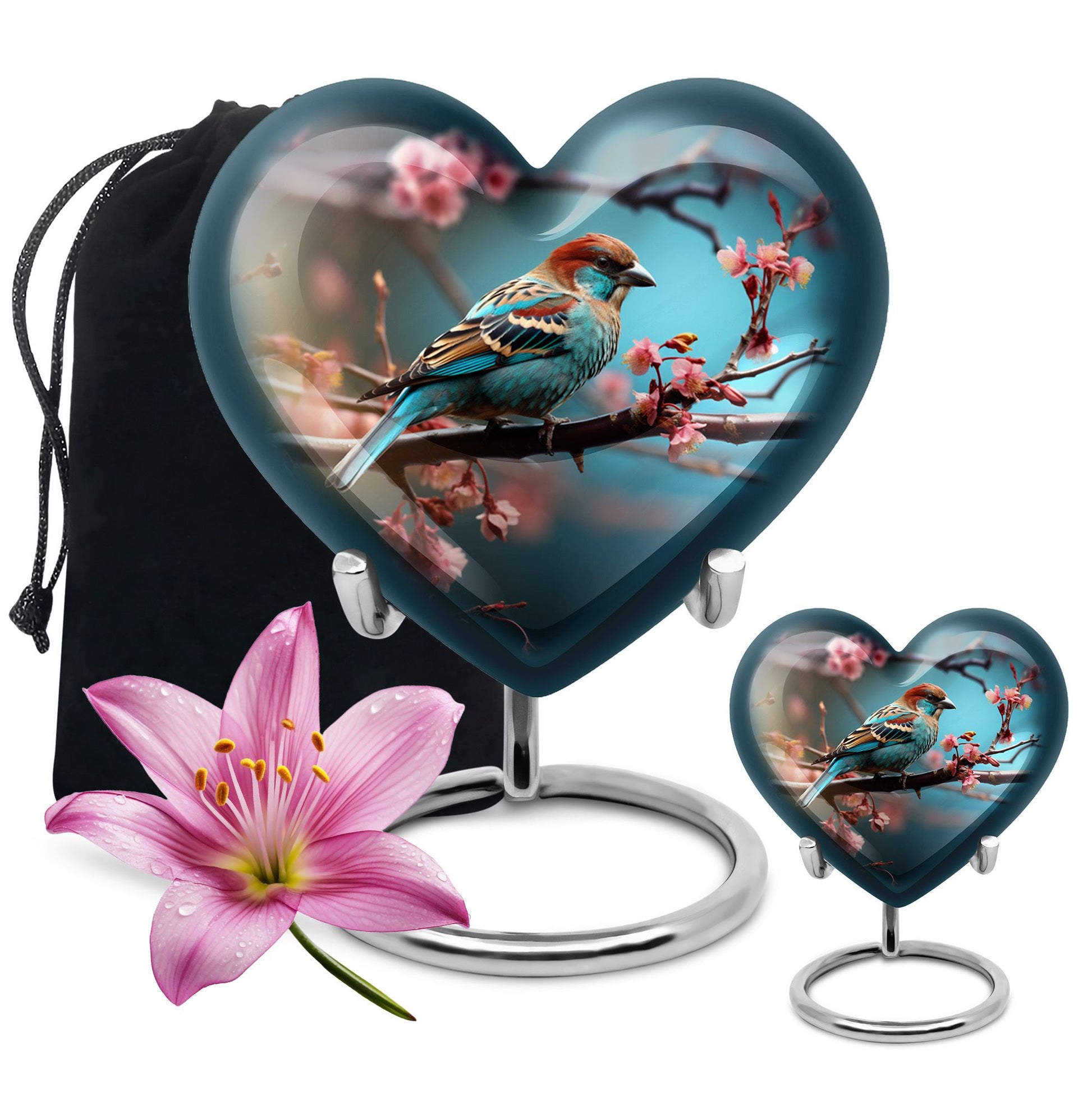 Heart Shape Sparrow Urn Large Urn With 1 Keepsake Urn