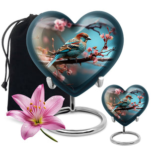 Heart Shape Sparrow Urn Large Urn With 1 Keepsake Urn