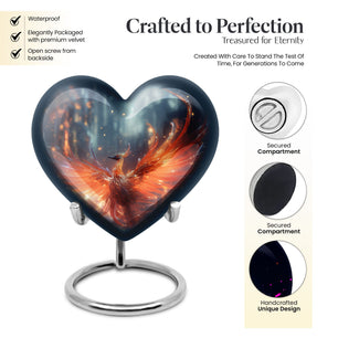 Heart Shape Phoenix Urn Keepsake 3 Inch