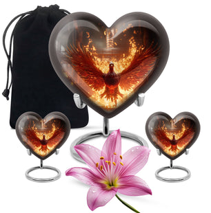 Heart Shape Phoenix Urn Large Urn With 2 Keepsake Urn