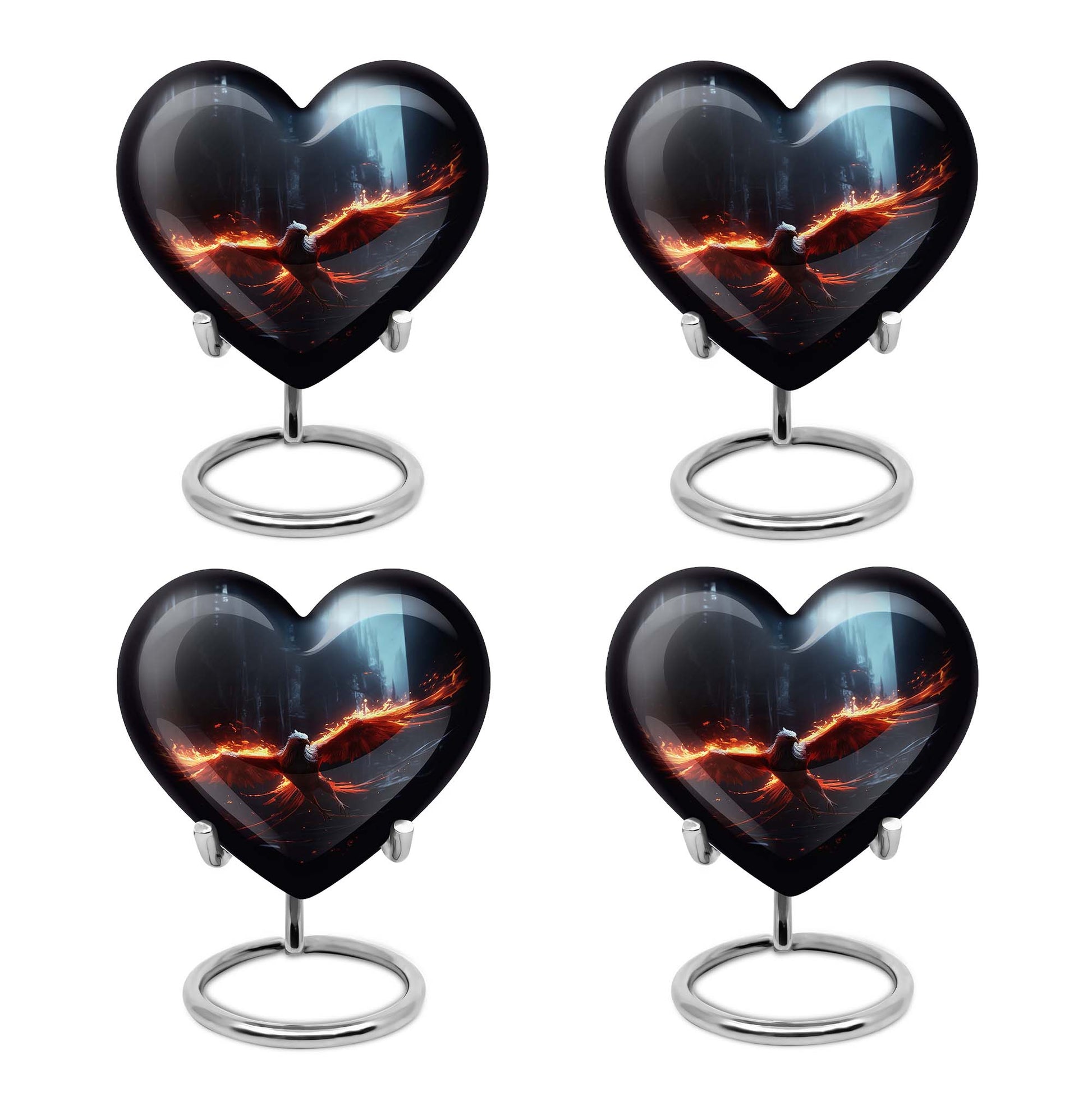 Heart Shape Phoenix Urn Keepsake Urn Pack of 4