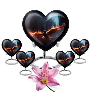 Heart Shape Phoenix Urn Large Urn With 4 Keepsake Urn