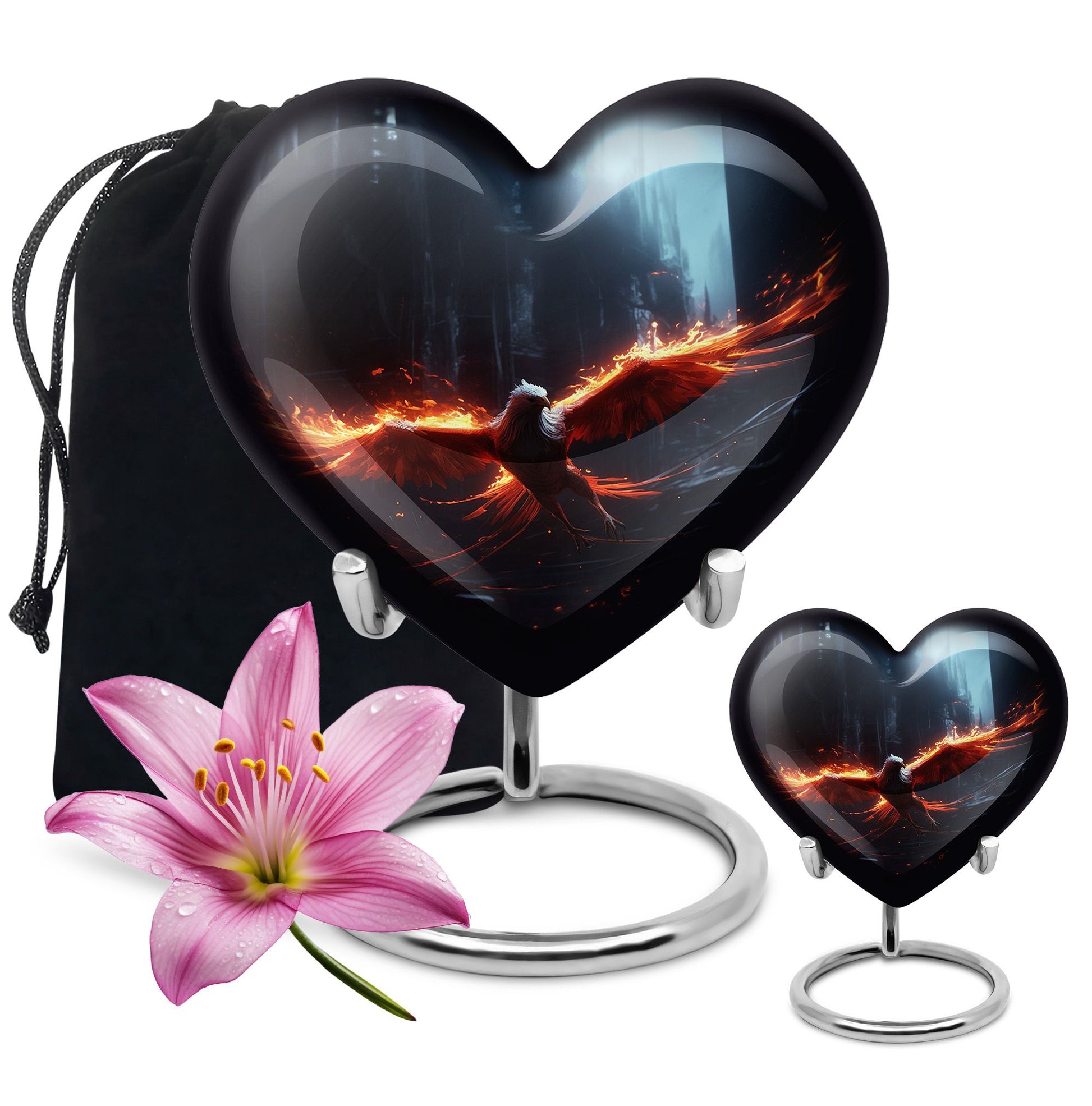 Heart Shape Phoenix Urn Large Urn With 1 Keepsake Urn