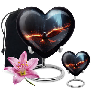 Heart Shape Phoenix Urn Large Urn With 1 Keepsake Urn