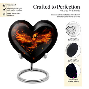 Heart Shape Phoenix Urn Keepsake 3 Inch