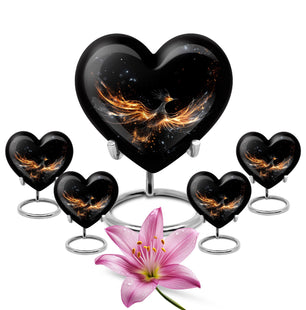 Heart Shape Phoenix Urn Large Urn With 4 Keepsake Urn