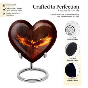Heart Shape Phoenix Urn Keepsake 3 Inch