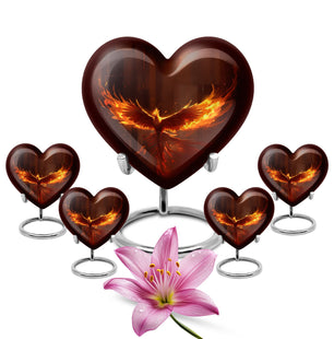 Heart Shape Phoenix Urn Large Urn With 4 Keepsake Urn
