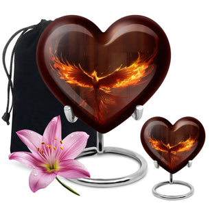 Heart Shape Phoenix Urn Large Urn With 1 Keepsake Urn