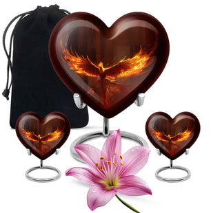 Heart Shape Phoenix Urn Large Urn With 2 Keepsake Urn