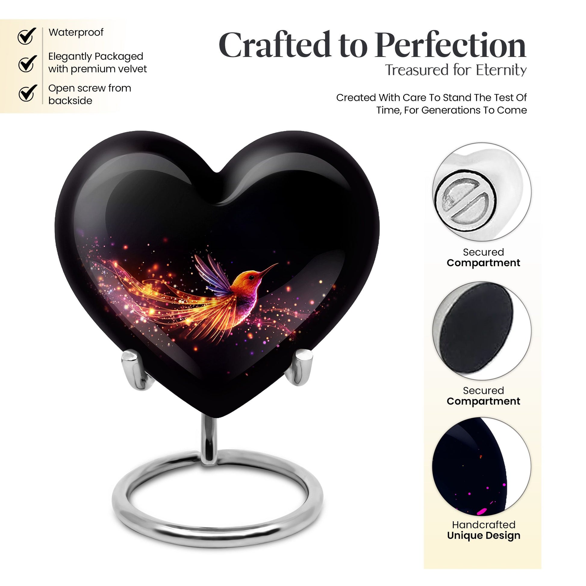 Heart Shape Phoenix Urn Keepsake 3 Inch