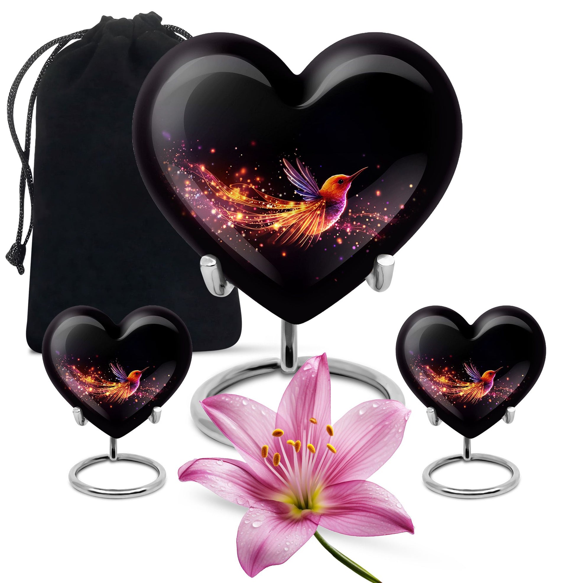 Heart Shape Phoenix Urn Large Urn With 2 Keepsake Urn