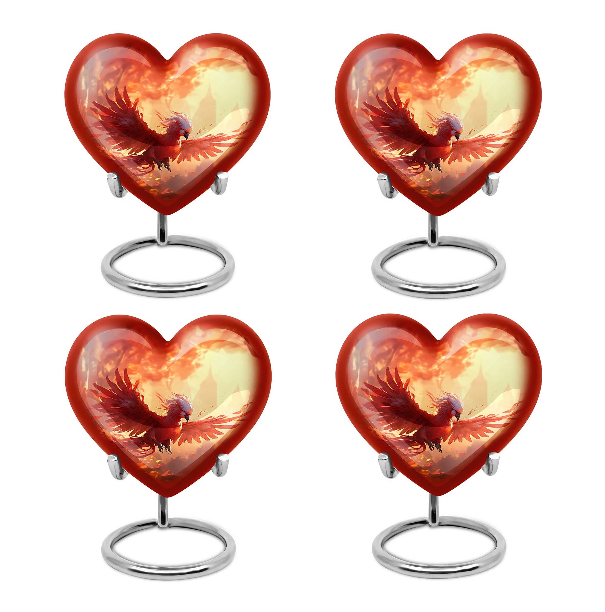 Heart Shape Phoenix Urn Keepsake Urn Pack of 4