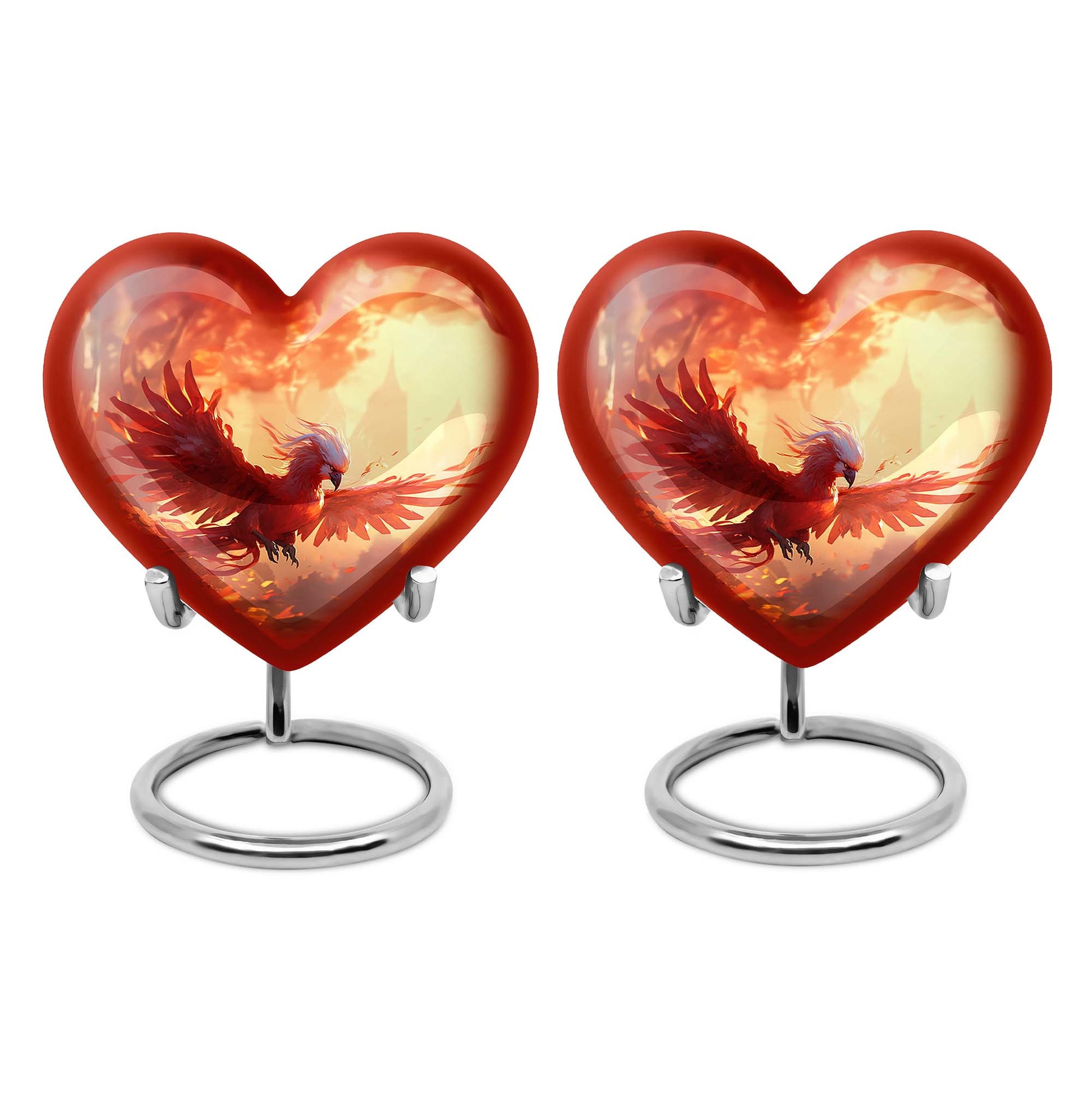 Heart Shape Phoenix Urn Keepsake Urn Pack of 2