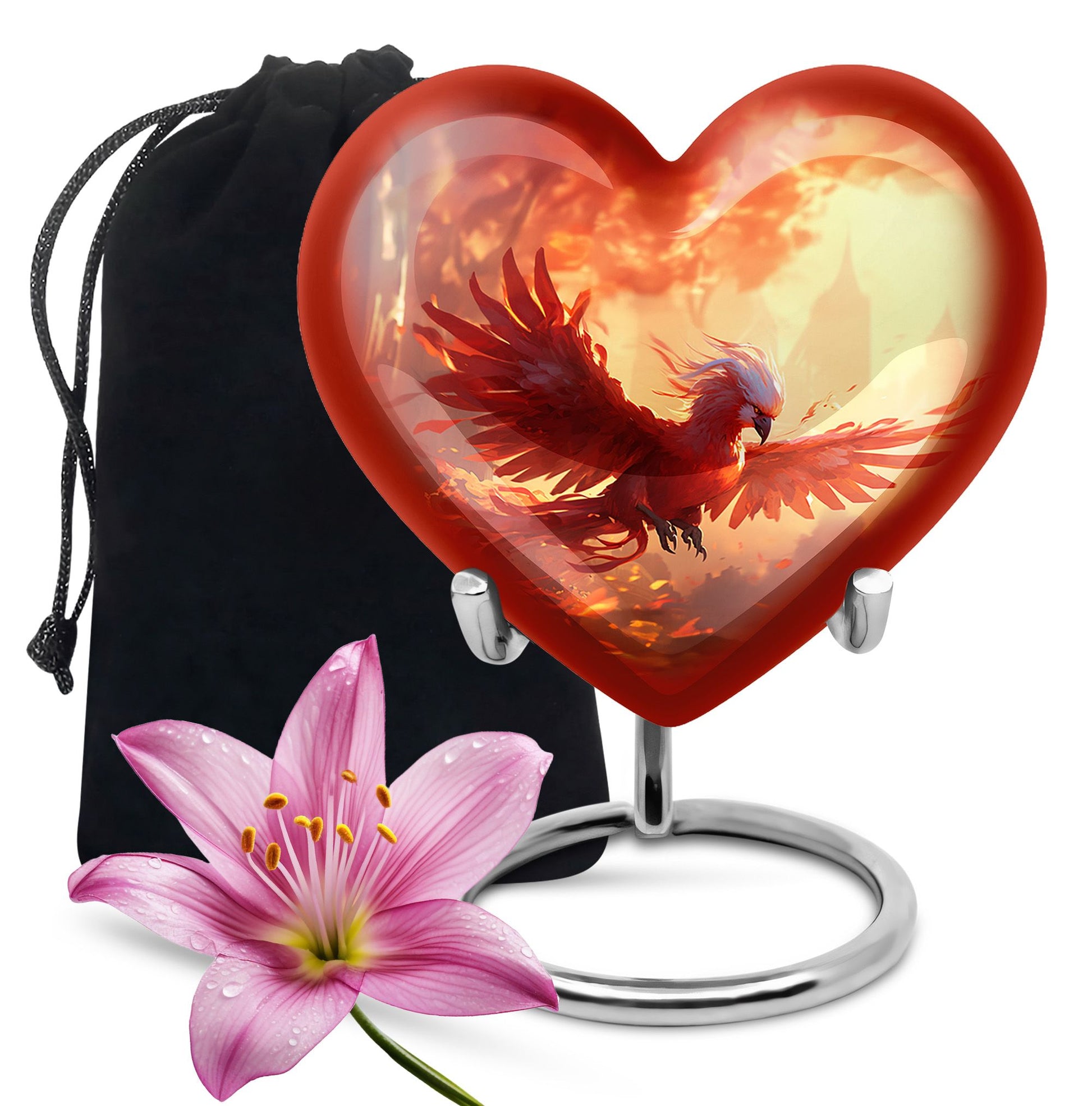 Heart Shape Phoenix Urn Large 10 Inch
