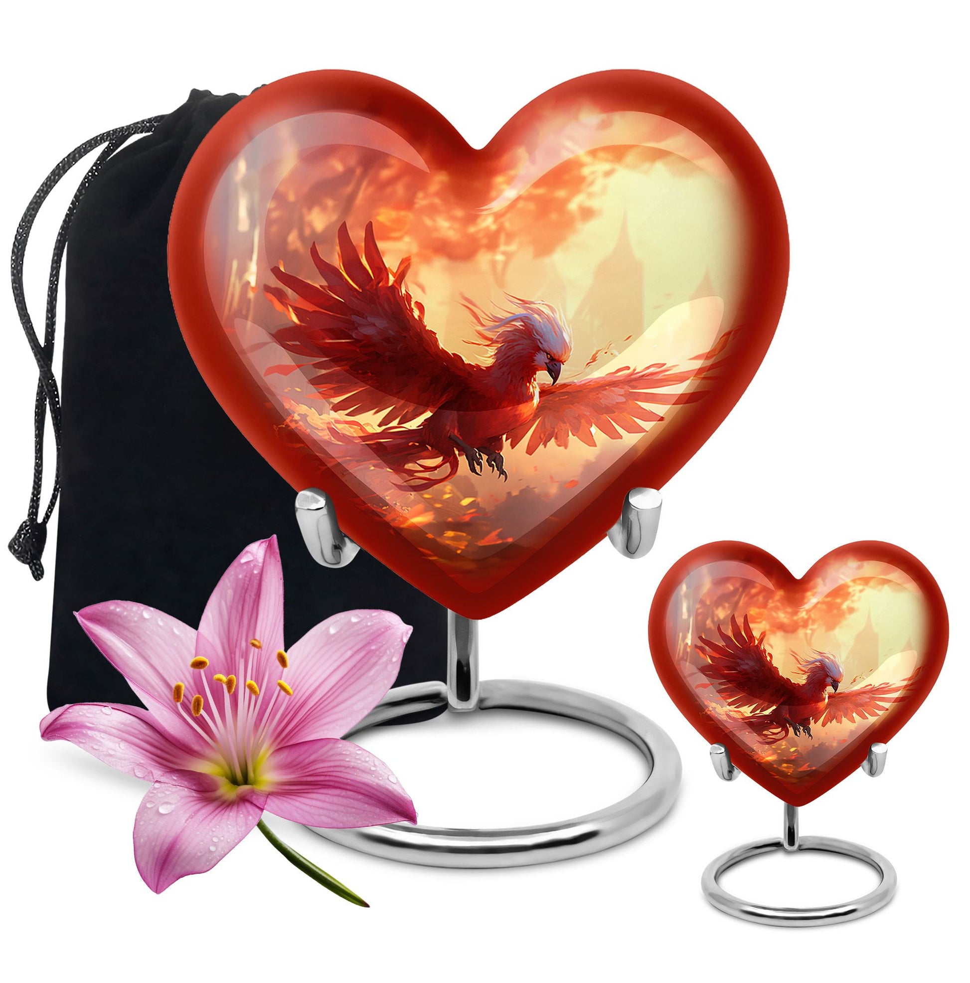 Heart Shape Phoenix Urn Large Urn With 1 Keepsake Urn