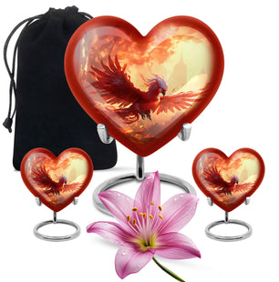 Heart Shape Phoenix Urn Large Urn With 2 Keepsake Urn