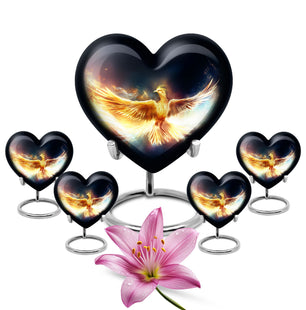 Heart Shape Phoenix Urn Large Urn With 4 Keepsake Urn