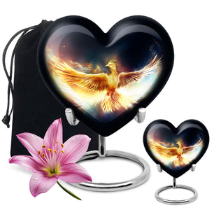 Heart Shape Phoenix Urn Large Urn With 1 Keepsake Urn