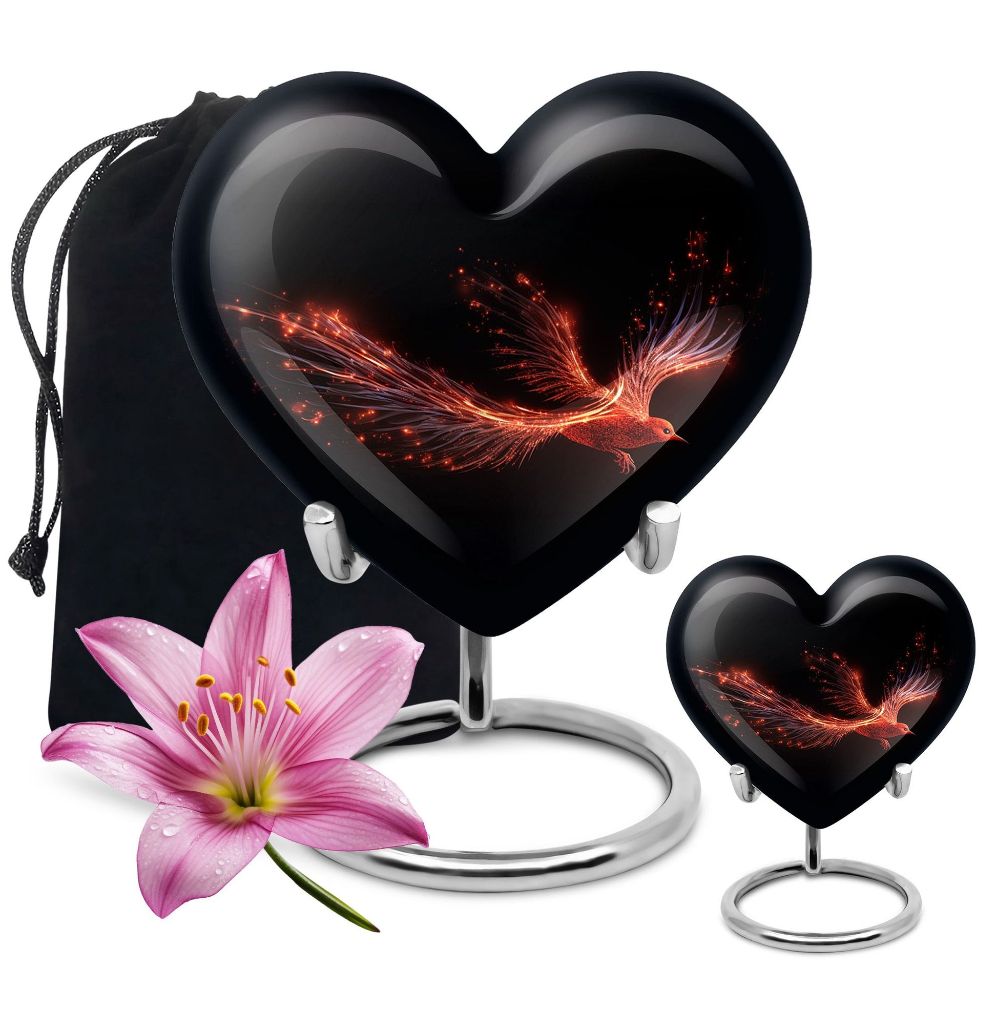 Heart Shape Phoenix Urn Large Urn With 1 Keepsake Urn
