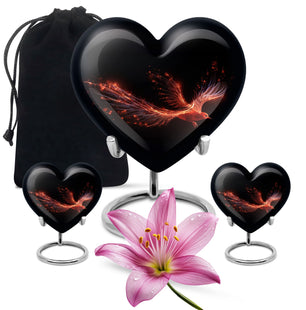 Heart Shape Phoenix Urn Large Urn With 2 Keepsake Urn