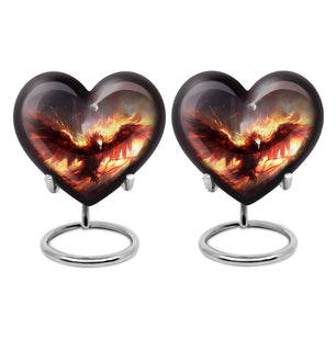 Heart Shape Phoenix Urn Keepsake Urn Pack of 2
