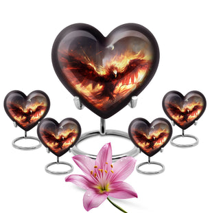 Heart Shape Phoenix Urn Large Urn With 4 Keepsake Urn