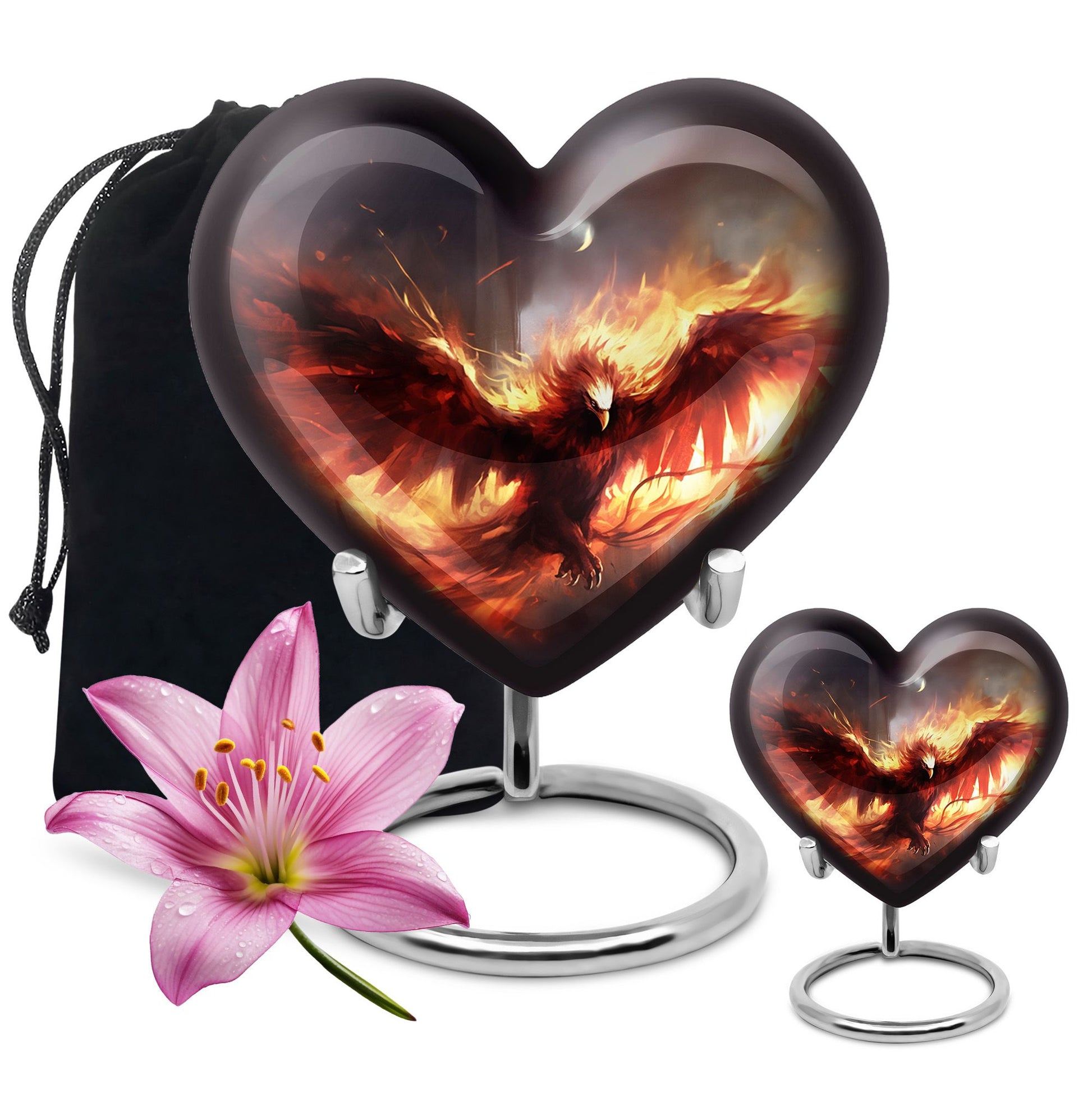 Heart Shape Phoenix Urn Large Urn With 1 Keepsake Urn