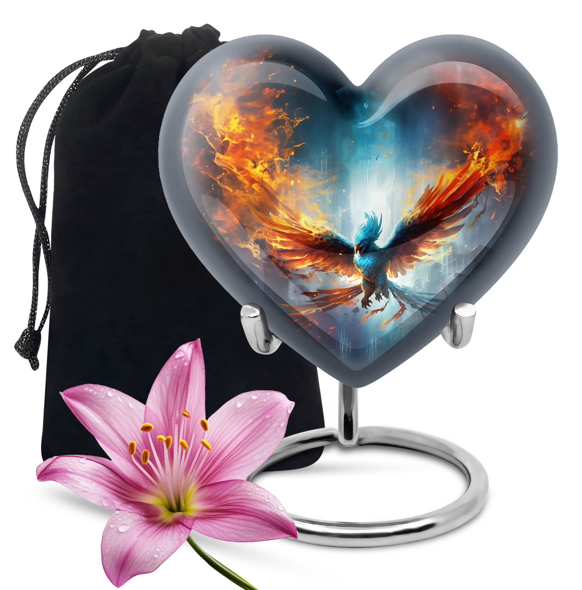 Heart Shape Phoenix Urn Large 10 Inch