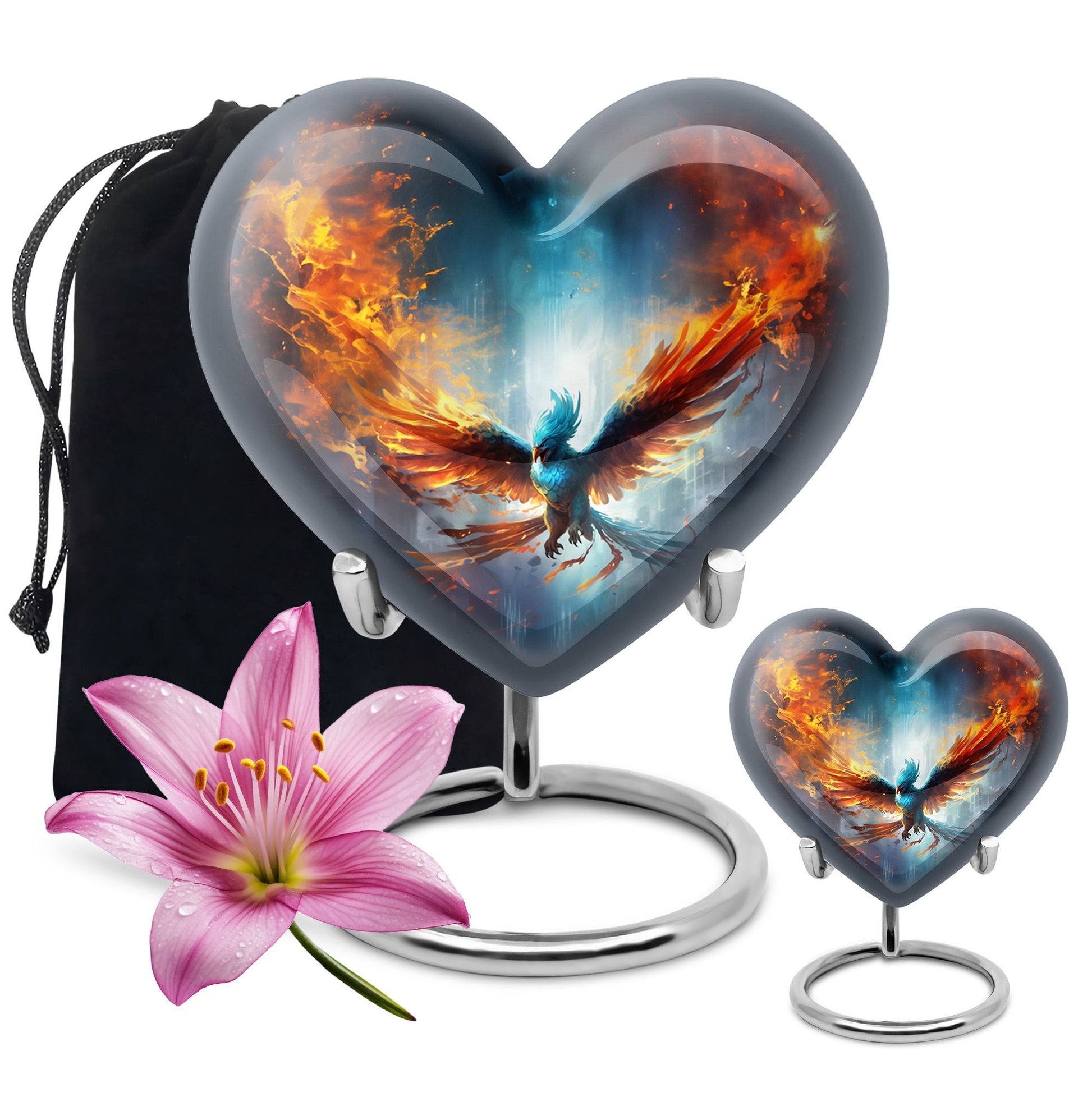 Heart Shape Phoenix Urn Large Urn With 1 Keepsake Urn