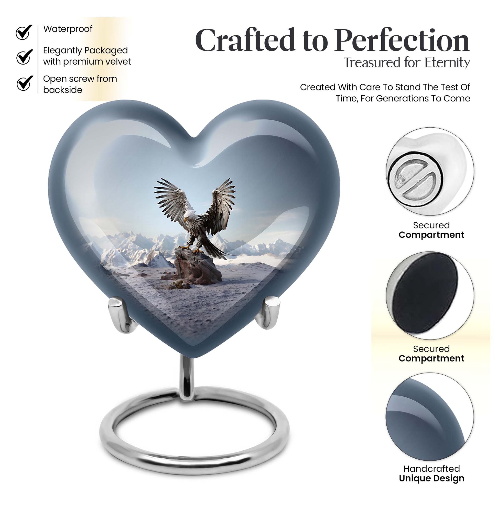 Heart Shape Eagle Urn Keepsake 3 Inch