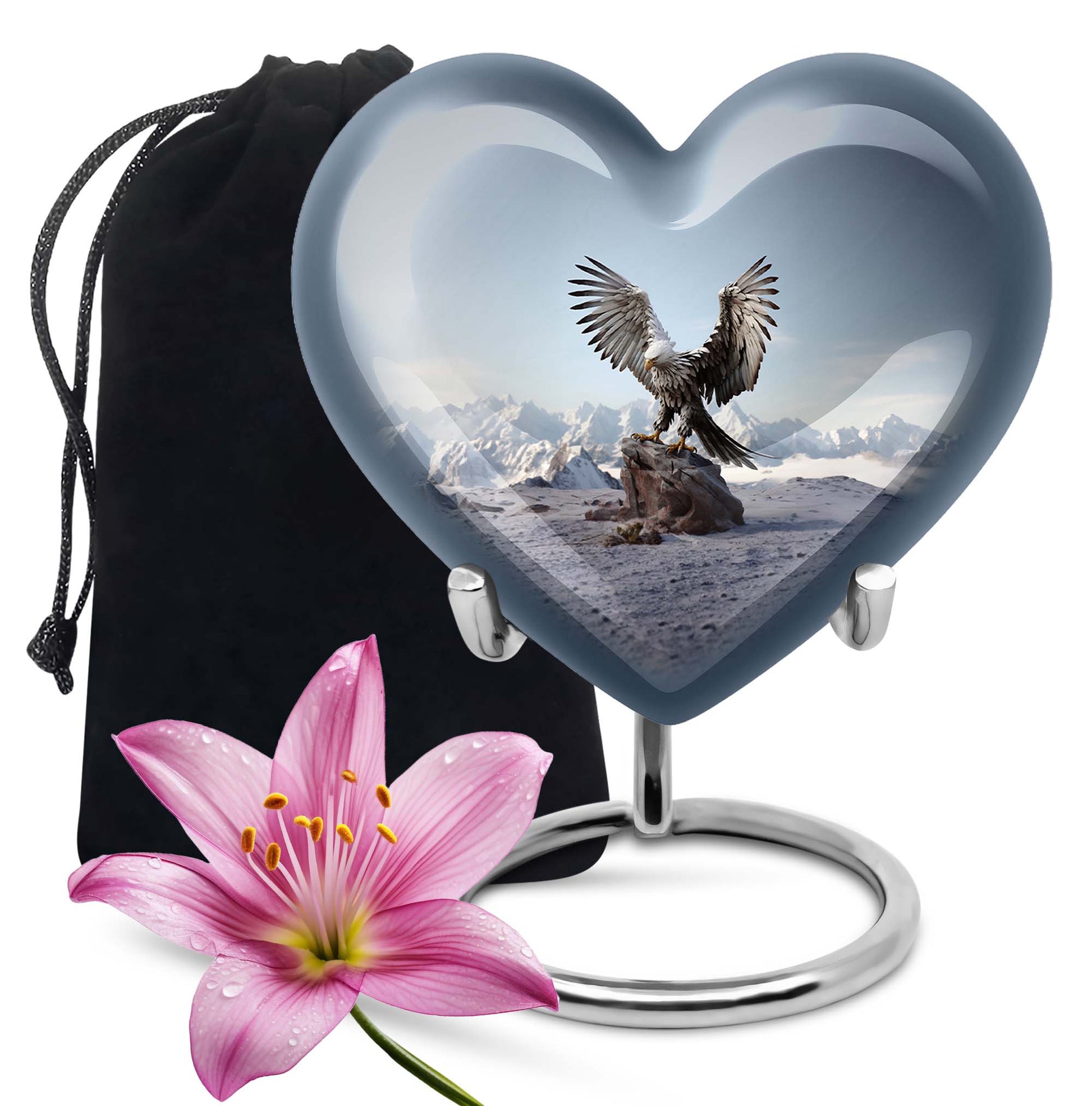 Heart Shape Eagle Urn Large 10 Inch