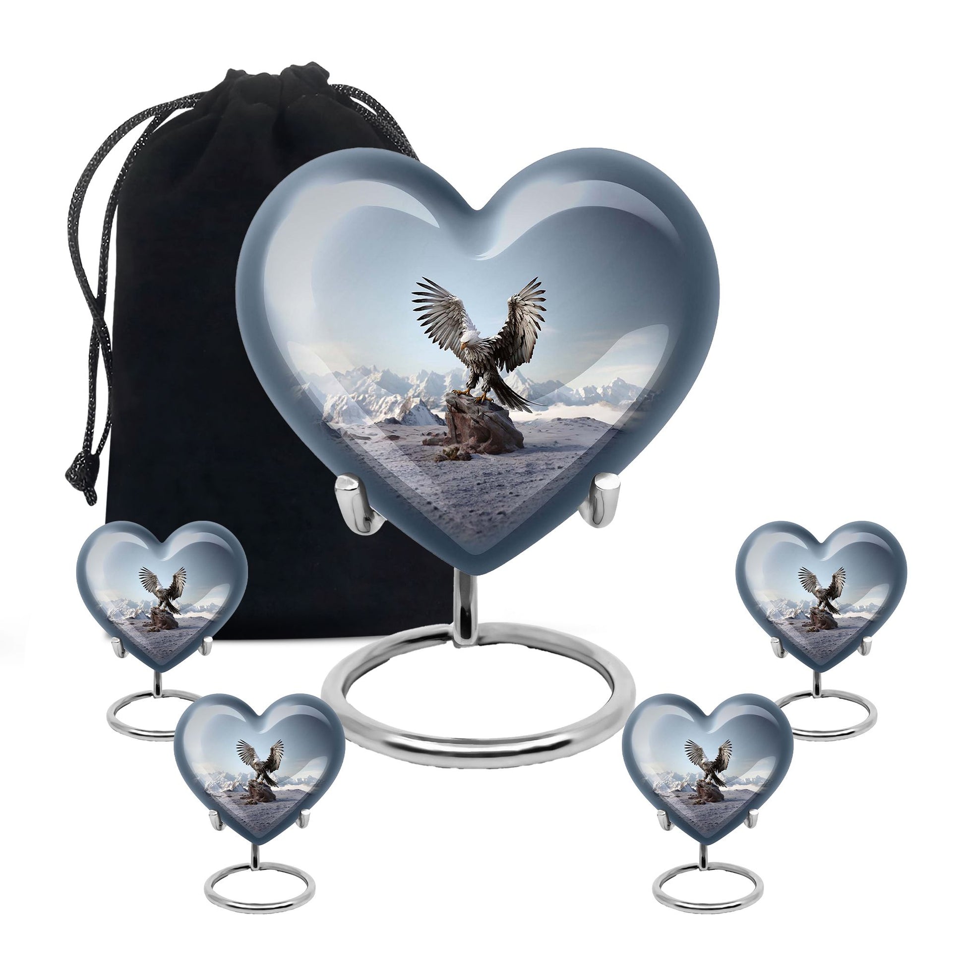 Heart Shape Eagle Urn Large Urn With 4 Keepsake Urn