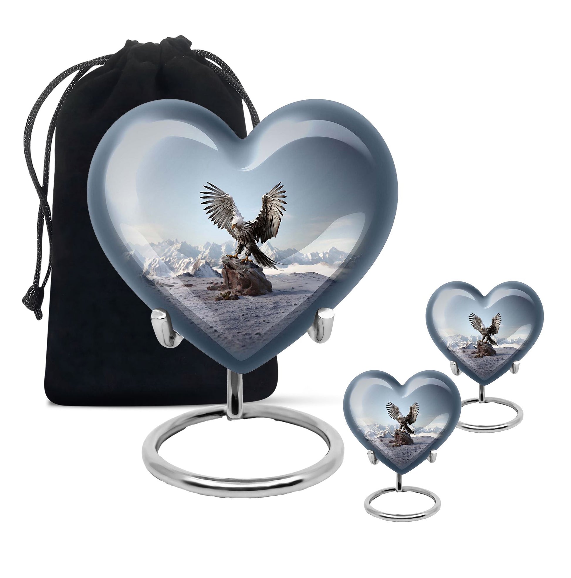 Heart Shape Eagle Urn Large Urn With 2 Keepsake Urn