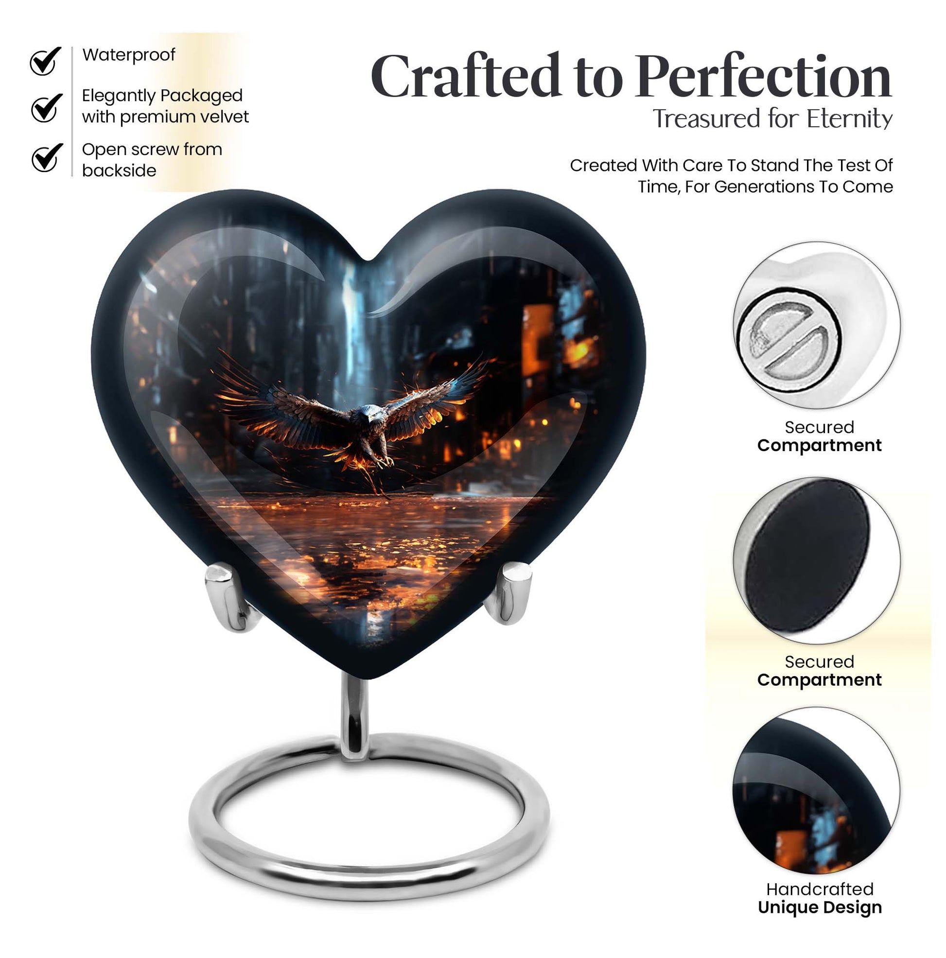 Heart Shape Eagle Urn Keepsake 3 Inch