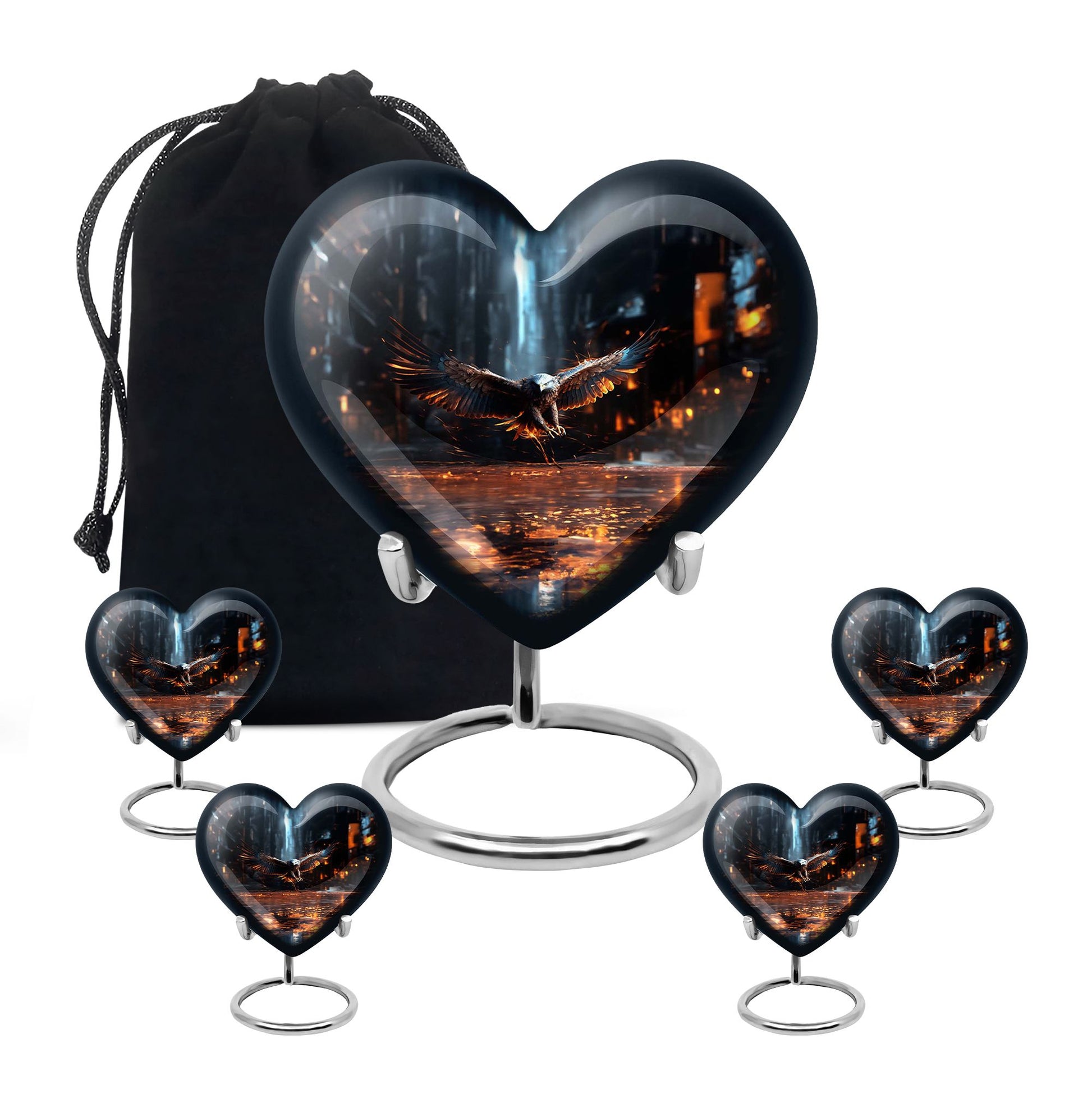 Heart Shape Eagle Urn Large Urn With 4 Keepsake Urn