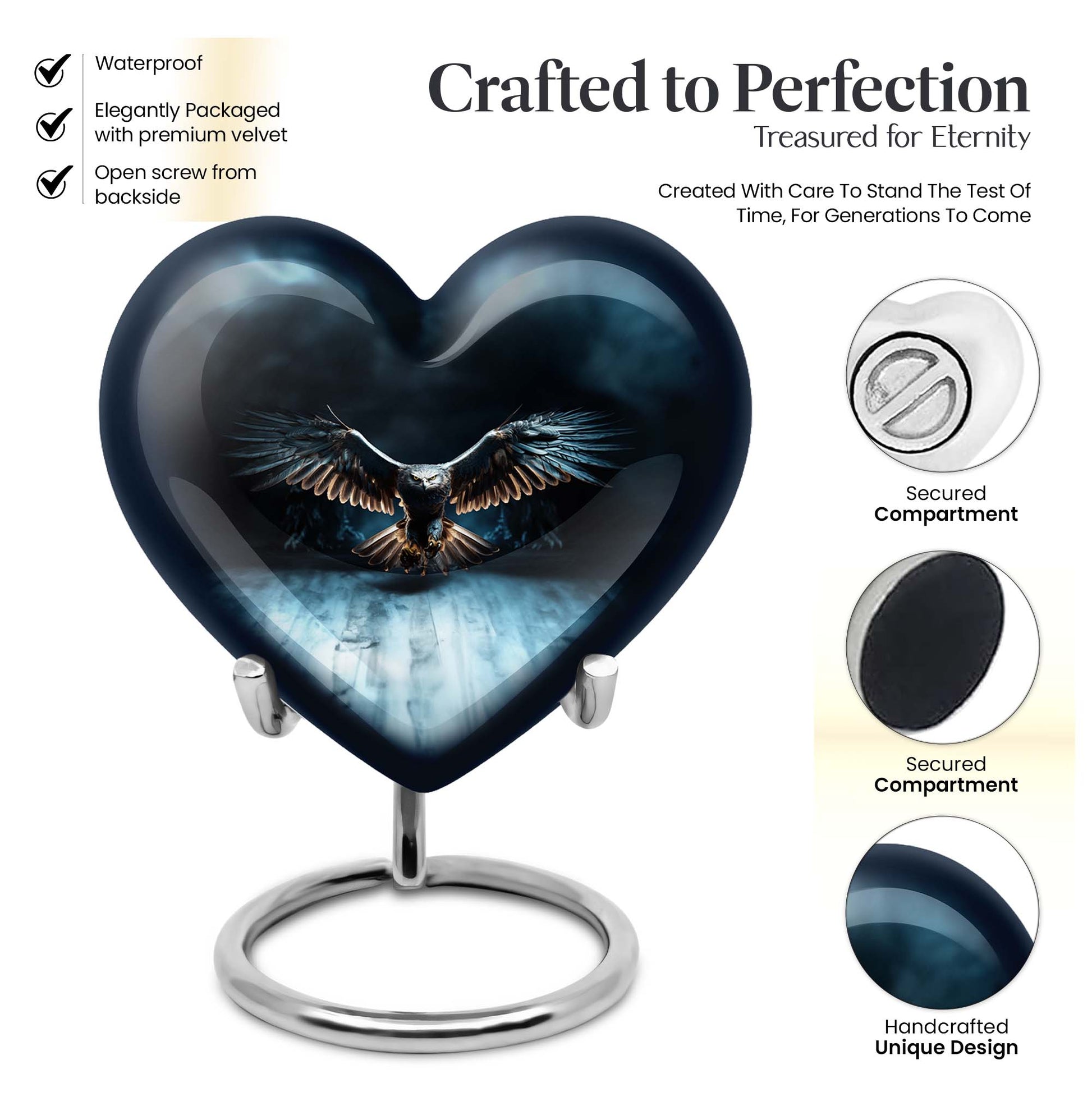 Heart Shape Eagle Urn Keepsake 3 Inch
