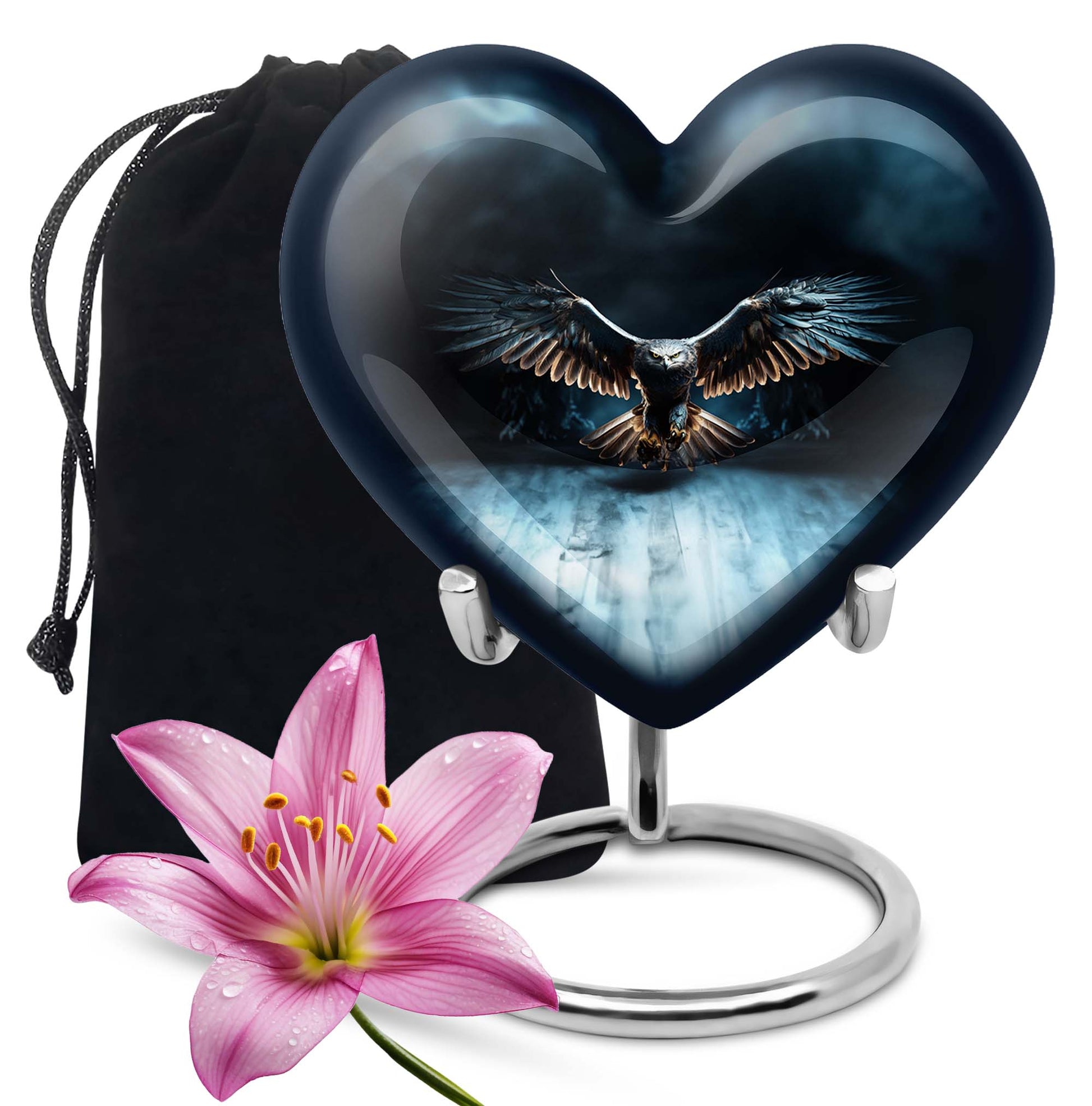 Heart Shape Eagle Urn Large 10 Inch