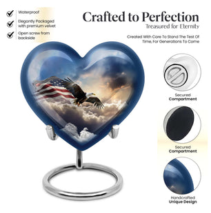 Heart Shape Eagle Urn Keepsake 3 Inch