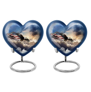 Heart Shape Eagle Urn Keepsake Urn Pack of 2